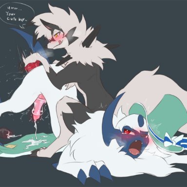 tenebscuro, fashionable style absol, swift (tenebscuro), nintendo, pokémon, absol, canid, canine, dusk lycanroc, lycanroc, mammal, pokémon (species), 3 fingers, 3 toes, anal