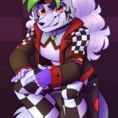 paintwasd (artist), roxanne wolf (fnaf), five nights at freddy's, five nights at freddy's: security breach, scottgames, animatronic, canid, canine, canis, mammal, robot, wolf, <3, accessory, anthro