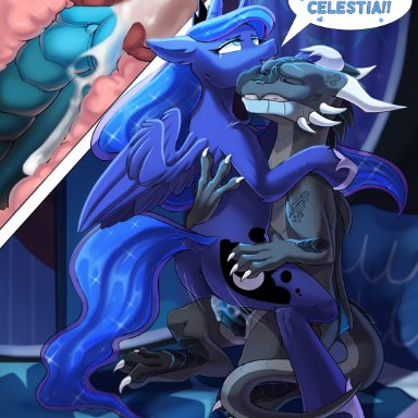 puke 0, princess luna (mlp), xero (captainscales), friendship is magic, my little pony, dragon, equid, equine, horse, mammal, anus, bed, bed covers, bedding, bedroom