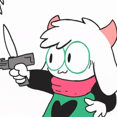 cwitchy, ralsei, deltarune, ralsei with a gun, undertale (series), bovid, caprine, goat, mammal, 4 fingers, anthro, black clothing, bullet, clothed, clothing