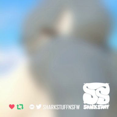 sharkstuff, gail (sharkstuff), carpet shark, fish, marine, scalie, shark, whale shark, anthro, anus, beach, bent over, big butt, bodily fluids, breath