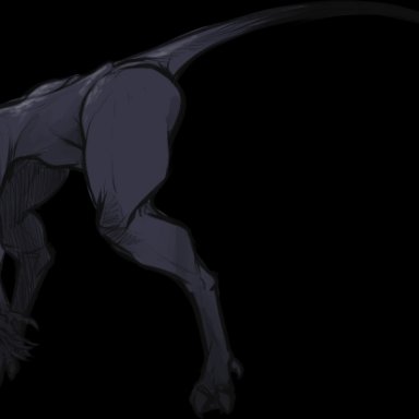 keadonger, scp-745, scp foundation, headlights (scp), monster, reptile, scalie, ambiguous gender, bioluminescence, biped, black body, black skin, claws, eyeless, feral