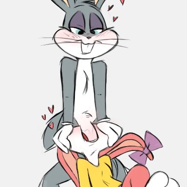 anonymous artist, babs bunny, bugs bunny, looney tunes, tiny toon adventures, warner brothers, lagomorph, leporid, mammal, rabbit, 3 toes, <3, age difference, anthro, bent legs