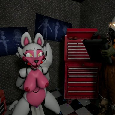 thecbrnguy, funtime foxy (fnaf), five nights at freddy's, scottgames, sister location, animatronic, canid, canine, fox, human, mammal, robot, ambiguous gender, anthro, bdsm