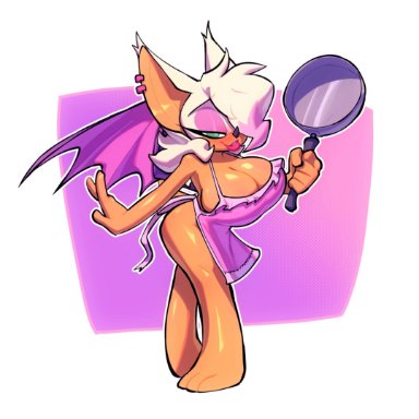 bigdad, rouge the bat, sega, sonic the hedgehog (series), chiropteran, mammal, anthro, apron, apron only, big breasts, blush, breasts, cleavage, clothed, clothing