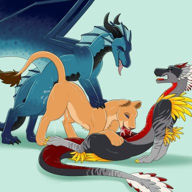 digitoxici, nala, reppy (reptar), toothy (toothless), disney, the lion king, dragon, felid, lion, mammal, pantherine, scalie, western dragon, ambiguous penetration, black body