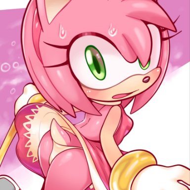 uyu, amy rose, sega, sonic the hedgehog (series), eulipotyphlan, hedgehog, mammal, accessory, accidental exposure, anthro, bodily fluids, boots, butt, clothed, clothing