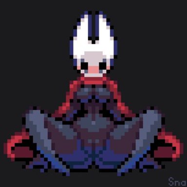 snaif, hornet (hollow knight), hollow knight, team cherry, arthropod, blush, breasts, cloak, clothing, female, genitals, mostly nude, presenting, pussy, red cloak