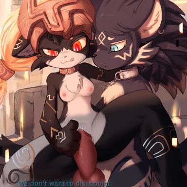 ancesra, link (wolf form), midna, wolf midna, nintendo, patreon, the legend of zelda, twilight princess, canid, canine, canis, mammal, wolf, 4 fingers, accessory