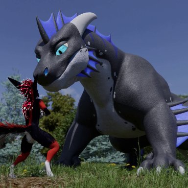 danger n00dle, racf92, alym, nexuswolfy, blender (software), canid, canine, dragon, fox, humanoid, mammal, rexouium, wingless dragon, ambiguous gender, anthro