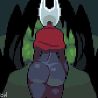 snaif, hornet (hollow knight), hollow knight, team cherry, arthropod, bottomless, butt, cloak only, clothed, clothing, female, red cloak, solo, video games, walk cycle