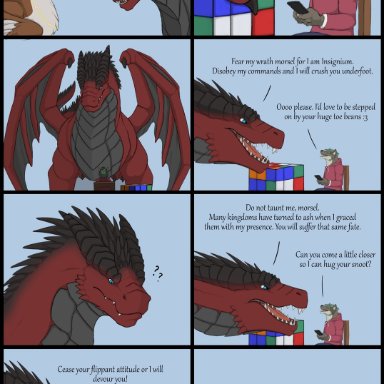 rimentus, fleur (rimentus), insignium, rubik's cube, the mystery of caketropolis, canid, canine, canis, dragon, feathered dragon, mammal, scalie, wolf, ambiguous gender, anthro