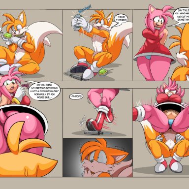 foxynoms, amy rose, miles prower, sega, sonic the hedgehog (series), canid, canine, eulipotyphlan, fox, hedgehog, mammal, 2 tails, anal, anal vore, anthro