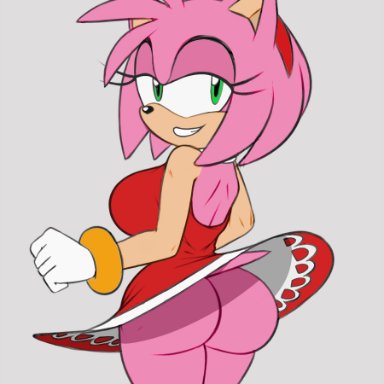squidapple, amy rose, sega, sonic the hedgehog (series), eulipotyphlan, hedgehog, mammal, anthro, big breasts, big butt, breasts, butt, female, looking at viewer, short stack