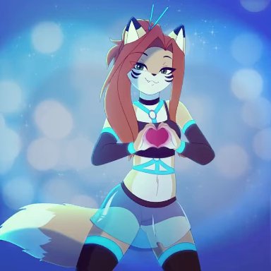 eipril, elisabeth (eipril), canid, canine, canis, fox, mammal, :3, <3, anthro, bottomwear, breasts, choker, clothed, clothing