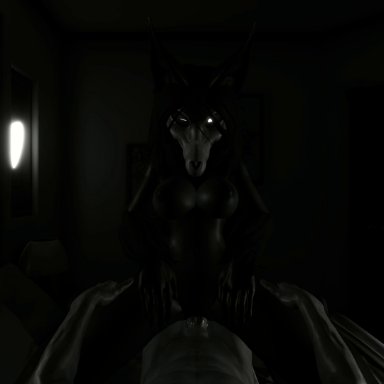 garwaron, sound warning, scp-1471-a, goat vr, scp foundation, canid, canine, mammal, ambient, anthro, bedroom, bouncing breasts, breasts, butt, cowgirl position