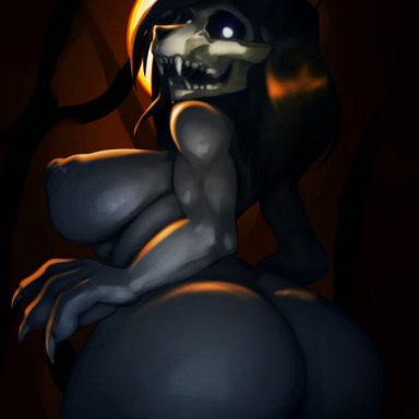 wabutt, scp-1471, scp-1471-a, scp foundation, canid, canine, canis, malo, mammal, monster, anthro, big breasts, big butt, black body, black fur