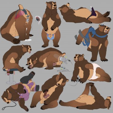 pig (artist), kuruk (character), brown bear, grizzly bear, mammal, ursid, ursine, anal, anal penetration, animal dildo, animal genitalia, animal sex toy, ball bra, balls, bdsm