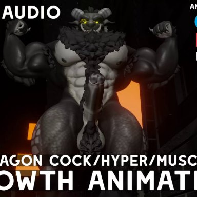 interz, halloween, dragon, anthro, big muscles, big penis, body hair, chest hair, erection, expansion, first person view, genital expansion, genitals, growth, hair