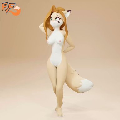fvf, elisabeth (eipril), blender (software), canid, canine, canis, fox, mammal, 4 toes, 5 fingers, anthro, belly, breasts, feet, female