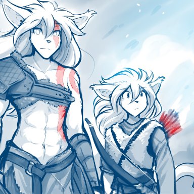 conditional dnp, tom fischbach, king adelaide, madelyn adelaide, god of war, sony corporation, sony interactive entertainment, twokinds, basitin, mammal, abs, ambiguous gender, anthro, armor, belt
