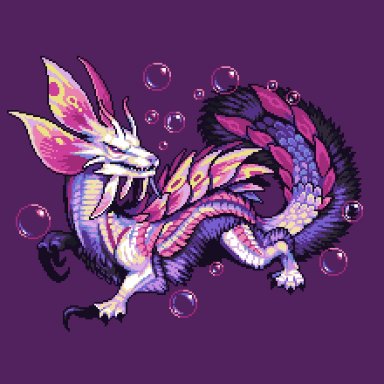 sovanjedi, capcom, monster hunter, dragon, leviathan (mh), mizutsune, scalie, 4 toes, ambiguous gender, back plates, big claws, big tail, black claws, blowing bubble, blue body