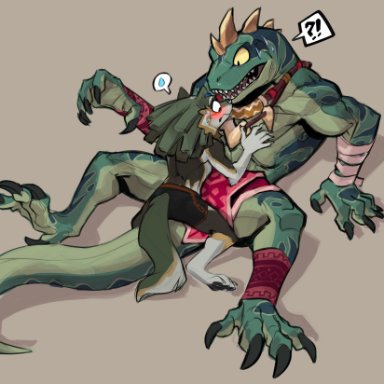 elranno, link (wolf form), nintendo, the legend of zelda, canid, canine, canis, humanoid, lizalfos, lizard, mammal, reptile, scalie, wolf, anthro