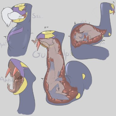 diorexity, nintendo, pokemon, generation 3 pokemon, pokemon (species), seviper, zangoose, almost fully inside, ambiguous/ambiguous, ambiguous gender, duo, fully inside, inside stomach, internal, oral vore
