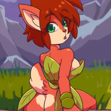 deathzera, elora, activision, spyro reignited trilogy, spyro the dragon, faun (spyro), anthro, big breasts, big butt, breasts, brown body, brown fur, butt, clothed, clothing