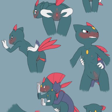 dawnlux, nintendo, pokemon, generation 2 pokemon, generation 4 pokemon, mammal, pokemon (species), sneasel, weavile, 2 fingers, 2 toes, 3 fingers, after sex, against surface, against wall