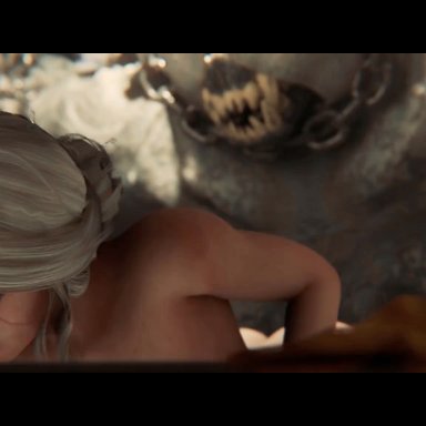 cinderdryadva, zmsfm, ciri, cd projekt red, the witcher, the witcher 3: wild hunt, monster, after fight, against furniture, against surface, against table, anal, anal penetration, athletic, athletic female