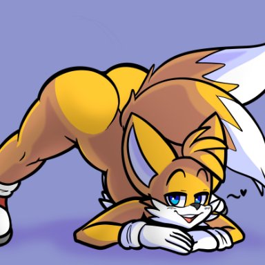 taillove (artist), miles prower, sega, sonic the hedgehog (series), canid, canine, fox, mammal, 2 tails, <3, aged up, anthro, ass up, big butt, blue eyes