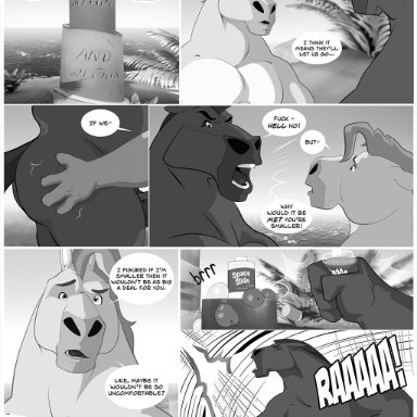 misterstallion, equid, equine, horse, mammal, butt, genitals, male, male/male, nude, penis, profanity, text, 4:5, comic