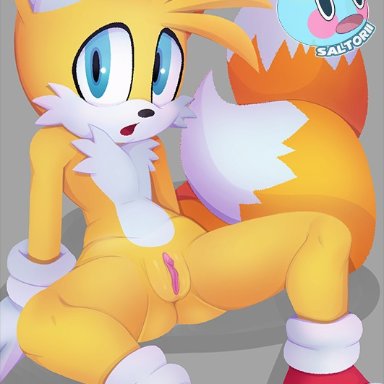 saltorii, saltwatertoffee, miles prower, sega, sonic the hedgehog (series), canid, canine, fox, mammal, andromorph, anthro, butt from the front, clothing, crossgender, footwear