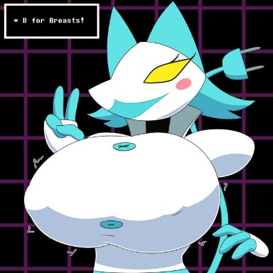 r-rova, tasque manager, deltarune, android, felid, feline, mammal, robot, anthro, big breasts, breasts, female, huge breasts, machine, video games