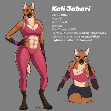 badroy, canid, canine, fox, mammal, maned wolf, 4 fingers, abs, anthro, black hands, bottomwear, breasts, brown eyes, cleavage, cleavage overflow