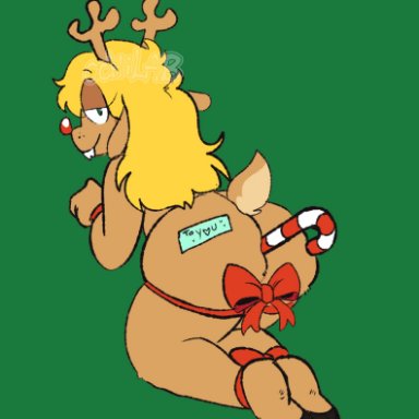 cchilab, noelle holiday, christmas, deltarune, undertale (series), capreoline, cervid, mammal, reindeer, anal, anal penetration, anthro, antlers, blonde hair, bound