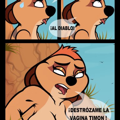 eduard arts, timon, timon's ma, disney, the lion king, herpestid, mammal, meerkat, angry, anthro, balls, breasts, duo, female, forced
