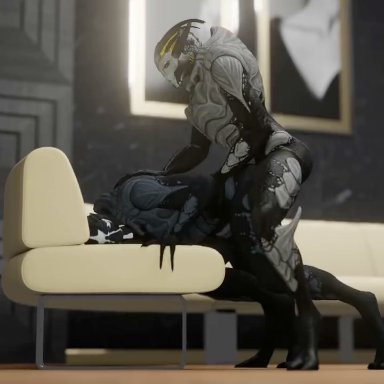 interz, blender (software), mass effect, alien, turian, anal, anal penetration, bodypaint, breathing, couch sex, duo, erection, face paint, genitals, grunting