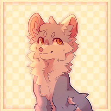elmira 503, canid, canine, mammal, ambiguous gender, blep, checkered background, eyes closed, feral, fur, head tilt, pattern background, simple background, sitting, solo