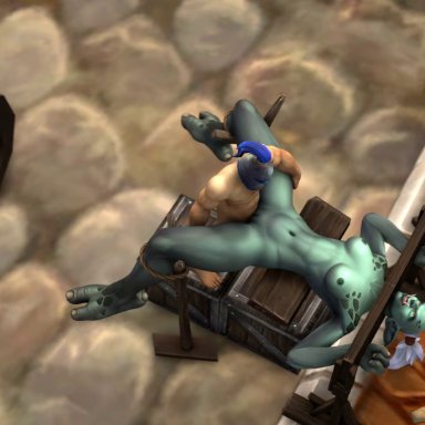 lawnmower333, blizzard entertainment, warcraft, human, humanoid, mammal, troll, 2 toes, 3 fingers, 5 fingers, 5 toes, backsack, balls, bare back, bare breasts