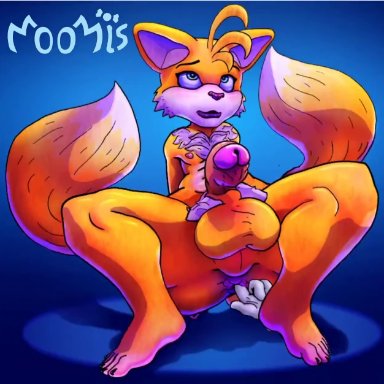 moomis, motion sickness warning, miles prower, sonic the hedgehog, sega, sonic the hedgehog (series), canid, canine, fox, mammal, 2 tails, 5 fingers, 5 toes, ahegao, anal